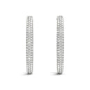 14k White Gold Diamond Hoop Double Sided Three Row Earrings (2 cttw)-4