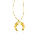 14k Yellow Gold 17 inch Necklace with Domed Moon Motif Pendant-1