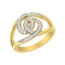 14K Yellow Gold Plated .925 Sterling Silver 1/4 Cttw Diamond Interlocking Loop Open Shank Bypass Ring (I-J Color, I1-I2 Clarity) - Size 7-2