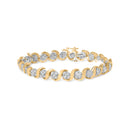 10K Yellow Gold 4.00 Cttw Round-Cut Diamond Floral Link 7.5" Bracelet (H-I Color, I2-I3 Clarity)-1