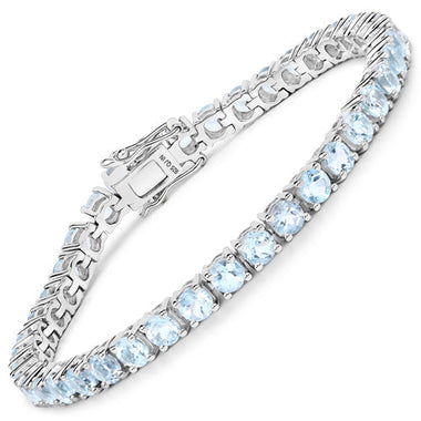 12.48 Carat Genuine Blue Topaz .925 Sterling Silver Bracelet - 0
