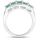 1.85 Carat Genuine Emerald and White Topaz .925 Sterling Silver Ring-2