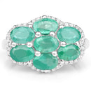 3.33 Carat Genuine Zambian Emerald and White Zircon .925 Sterling Silver Ring-3