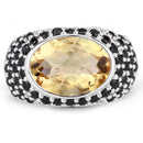 6.76 Carat Genuine Citrine and Black Spinel .925 Sterling Silver Ring-3