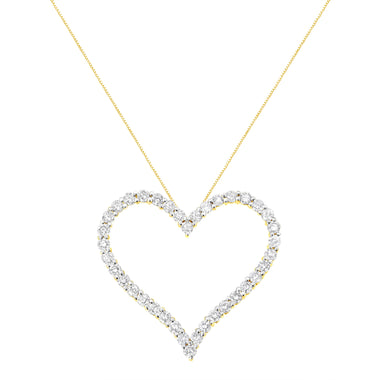 10k Yellow Gold Plated .925 Sterling Silver 3.0 cttw Round-Cut Diamond Open Heart Pendant Necklace (J-K Color, I1-I2 Clarity) - 18" - 0
