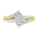 10K Yellow and White Gold 1/2 Cttw Diamond Marquise Shaped Cluster Split Shank Ring (H-I Color, SI2-I1 Clarity) - Size 7-1
