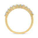 14K Yellow Gold Plated .925 Sterling Silver 1/2 cttw Shared Prong Set Brilliant Round-Cut Diamond 11 Stone Band Ring (J-K Color, SI1-SI2 Clarity) - Size 7-3