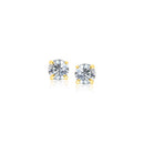 14k Yellow Gold Stud Earrings with White Hue Faceted Cubic Zirconia-4