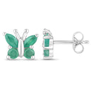 0.88 Carat Genuine Emerald .925 Sterling Silver Earrings-2