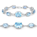 20.70 Carat Genuine Blue Topaz .925 Sterling Silver Bracelet-4
