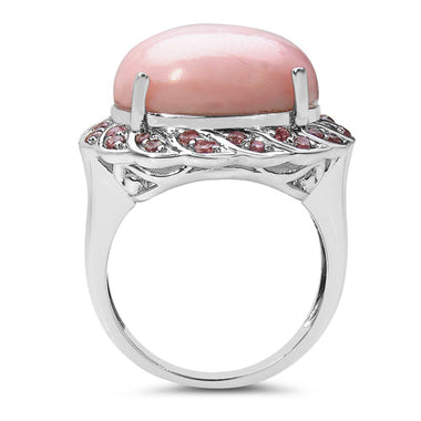 14.59 Carat Genuine Opal & Tourmaline .925 Sterling Silver Ring - 0