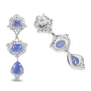 7.73 Carat Genuine Tanzanite and White Topaz .925 Sterling Silver Earrings-2