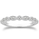 14k White Gold Vintage Look Fancy Pave Diamond Milgrain Wedding Ring Band-1