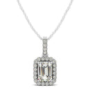 Halo Pendant With Emerald Center Diamond in 14k White Gold (1 1/5 cttw)-4