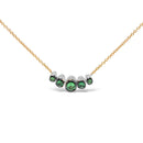 18K Rose Gold 3/4 Cttw Pave Diamonds and Graduated Green Tsavorite Gemstone Curved Bar Choker Necklace (G-H Color, SI1-SI2 Clarity) - Adjustable up to 14" - 16.5"-1