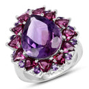 11.22 Carat Genuine Amethyst & Rhodolite .925 Sterling Silver Ring-1