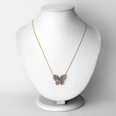 1.86 Carat Genuine Tanzanite and White Zircon .925 Sterling Silver Necklace - 0