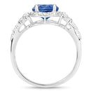 1.34 Carat Genuine Blue Sapphire and White Diamond 14K White Gold Ring-2