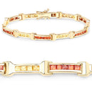 6.48 Carat Genuine Orange Sapphire and Yellow Sapphire .925 Sterling Silver Bracelet-6