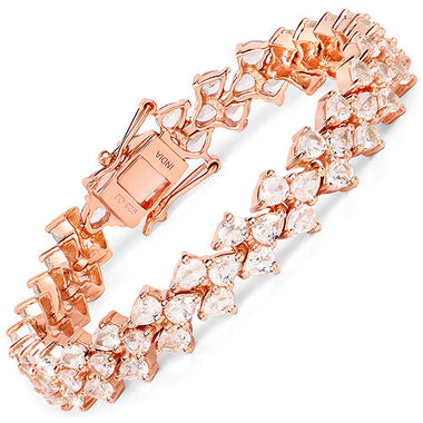 14K Rose Gold Plated 10.79 Carat Genuine Morganite .925 Sterling Silver Bracelet - 0