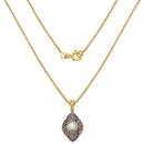 14K Yellow Gold Plated 1.82 Carat Genuine Ethiopian Opal & Tanzanite .925 Sterling Silver Pendant-2
