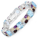 51.36 Carat Genuine Multi Stones .925 Sterling Silver Bracelet-1