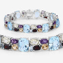 51.36 Carat Genuine Multi Stones .925 Sterling Silver Bracelet-5