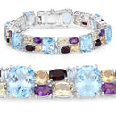 51.36 Carat Genuine Multi Stones .925 Sterling Silver Bracelet-2