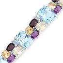 51.36 Carat Genuine Multi Stones .925 Sterling Silver Bracelet-3