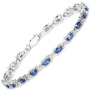 4.18 Carat Genuine Blue Sapphire .925 Sterling Silver Bracelet-4