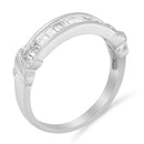 .925 Sterling Silver 1/2 Cttw Baguette Cut Diamond Channel Set X-Station Wedding Ring (H-I Color, I1-I2 Clarity) - Size 6-1/2-4