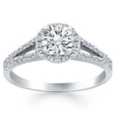 14k White Gold Diamond Halo Split Shank Engagement Ring-1