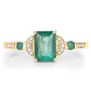 1.07 Carat Genuine Zambian Emerald and White Diamond 14K Yellow Gold Ring-3