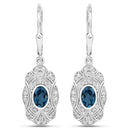 1.32 Carat Genuine London Blue Topaz and White Topaz .925 Sterling Silver Earrings-2