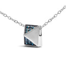 14K White Gold 1/4 Cttw Treated Blue Diamond Matte Finished Pyramid Pendant Necklace (Blue Color, SI1-SI2 Clarity) - 18" Inches-3