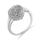 10K White Gold 1/2 Cttw Round & Baguette Cut Diamond Pear Shaped Domed PavÃ© Cluster with Halo Cocktail Ring (H-I Color, SI1-SI2 Clarity) - Size 5-3