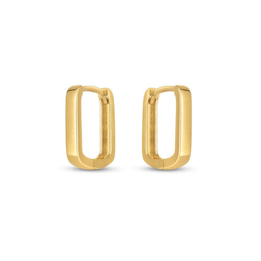 14k Yellow Gold Small Square Huggie Hoops - 0