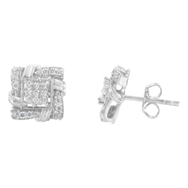 .925 Sterling Silver 1/2 Cttw Round-Cut Diamond Stud Earrings (I-J Color, I1-I2 Clarity) - 0