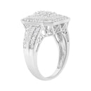 .925 Sterling Silver Round and Baguette Diamond Cathedral Ring (0.75 Cttw, H-I Color, I2-I3 Clarity) - Size 7-5
