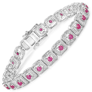3.12 Carat Genuine Johnson Ruby .925 Sterling Silver Bracelet - 0