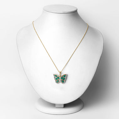 1.91 Carat Genuine Emerald and White Zircon .925 Sterling Silver Pendant - 0