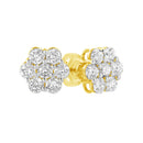14K Yellow Gold 1.0 Cttw Diamond Flower Earring (J-K Color, I1-I2 Clarity)-4