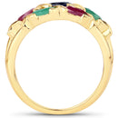 1.63 Carat Genuine Ruby, Blue Sapphire and Emerald .925 Sterling Silver Ring-2