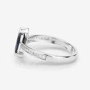 1.44 Carat Genuine Blue Sapphire and White Diamond 14K White Gold Ring-4