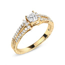 14K Yellow Gold Diamond 5/8 Cttw Princess Diamond Split Shank and Milgrain Engagement Ring (G-H Color, VS2-SI1 Clarity) - Size 7-2