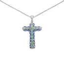 3.32 Carat Genuine Ethiopian Opal and Tanzanite .925 Sterling Silver Pendant-1