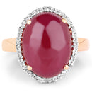 14K Rose Gold Plated 16.69 Carat Genuine Glass Filled Ruby and White Topaz .925 Sterling Silver Ring-4