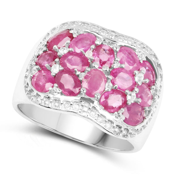 3.04 Carat Genuine Ruby & White Topaz .925 Sterling Silver Ring