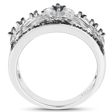 0.31 Carat Genuine Blue Diamond .925 Sterling Silver Ring - 0