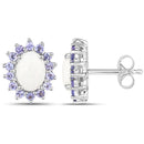 2.44 Carat Genuine Opal and Tanzanite .925 Sterling Silver Earrings-3